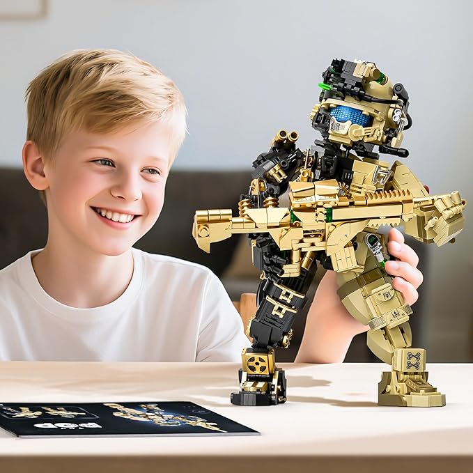 ONITUOFO Mechanical Soldier Building Sets for Adult,Transforming Mech Building Blocks Toy,City Army Robot Model Kit,Cool Home Office Decor,Idea Gift for Teen Boys Kids 8-14(1225PCS)