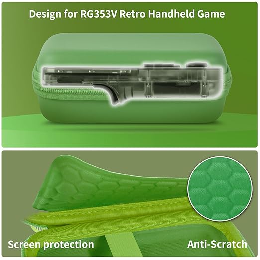 PAIYULE Travel Case Compatible with RG353V/ RG353VS/ R36S Retro Handheld Game Console, Handheld Emulator Storage Holder Organizer, Android Game Console Carrying Bag (Green) (Box Only)