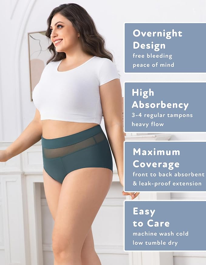 Goat Union Overnight Period Underwear for Women Heavy Flow, Leakproof Menstrual Panties Full Coverage