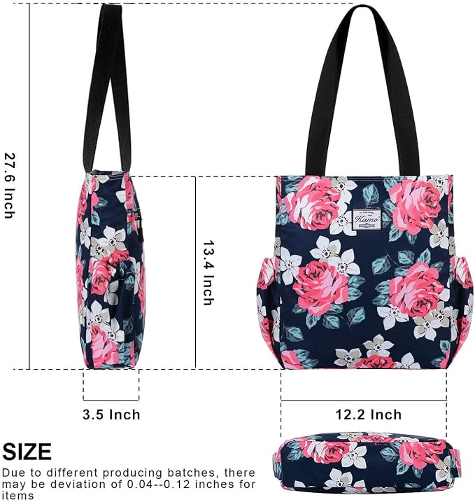 KAMO Floral Tote Bag - Waterproof Lightweight Handbags Travel Shoulder Bag for Hiking Yoga Gym Swimming Travel Beach