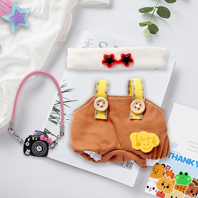 Dolls Clothes for 17cm Dolls Accessories, 3 Piece Set Outfits for Doll, Handcrafted Stylish Doll Clothes(NO Doll) (Brown)