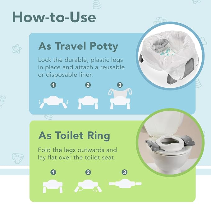 Kalencom Potette Plus 2-in-1 Travel Potty and Trainer Seat - Dual-Purpose Potty Training Toilet Seat - Portable Potty for Toddler Travel - With Durable, Lock-In Legs and Splash Guard - Red