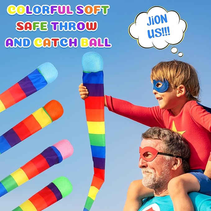 Leyndo 35 Inch 8 Pcs Throw and Catch Balls with Rainbow Tail, Fun Colorful Sports Comet Balls Playground Toys for School Classroom Beach Outdoor Camping Healthy and Fun Games (Multi Color)