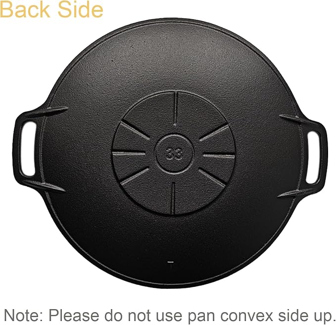 Brightalk 13-Inch Korean BBQ Grill Pan, Cast Iron Griddle for Indoor and Outdoor Stovetop Use