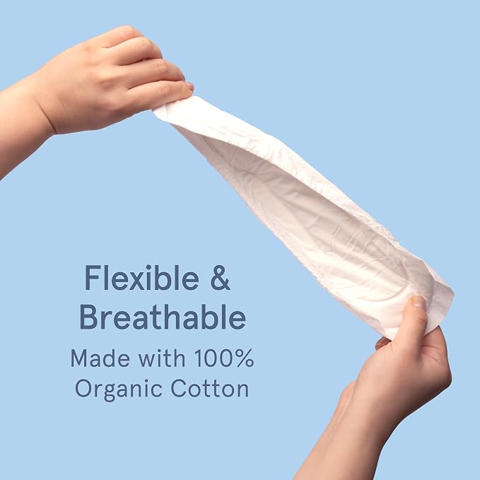 LOLA 100% Organic Cotton Postpartum Pads - 20 Count, Ultra Absorbent and Extra Long Pads, Overnight and Full Coverage, Adult Incontinence Pad for Women, Postpartum Essentials Phase 2