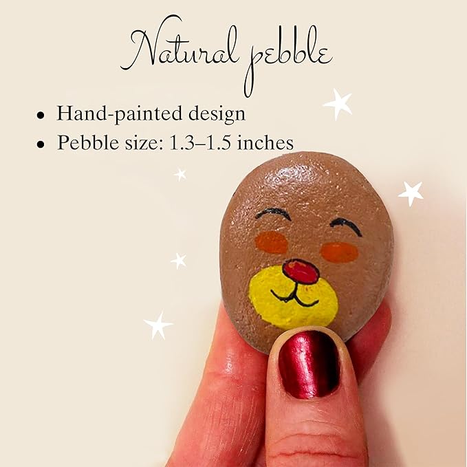 Handmade Christmas Pebble Card – Cute Reindeer “Merry and Bright” Design – Unique Holiday Greeting Card with Pebble Art – Fun Christmas Card for Kids, Friends, Family, Teachers, or Coworkers