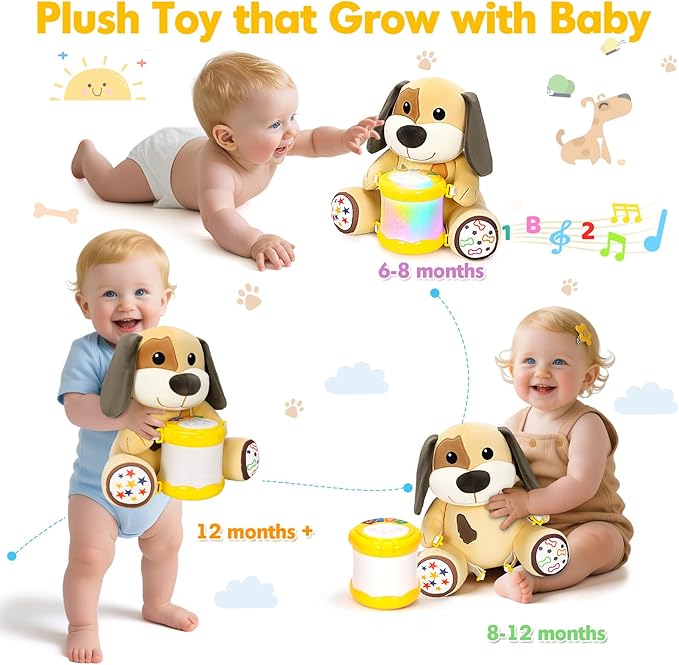 Baby Toys 6-12 Months, Puppy Musical Plush with Lights, ABCs, Animal Sounds, Numbers, Infant Early Learning Toy,Christmas Birthday Gifts for 6+ Month Boys &Girls