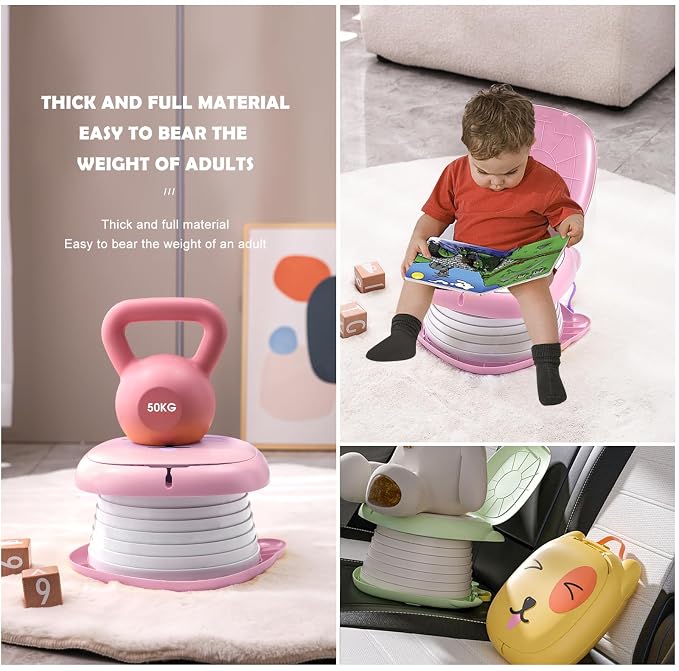 Travel Potty for Toddler Portable Foldable Potty Training Toilet for Boys Girls Baby Kids Children Indoor Outdoor,Pink