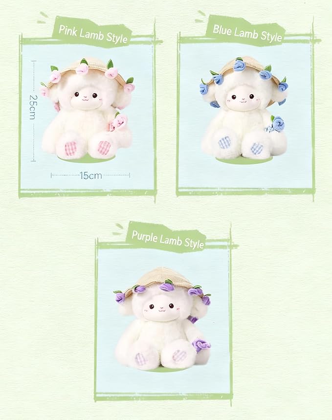 Baby Sheep Bouqet, Rose Bouquet Plush Sheep with Detachable Flower Hat, Rose Lamb - A Huggable Bouquet of Love, Adorable Sheeps Bouquet Plush, Emotional Support Plushie Gift for Christmas (Purple)