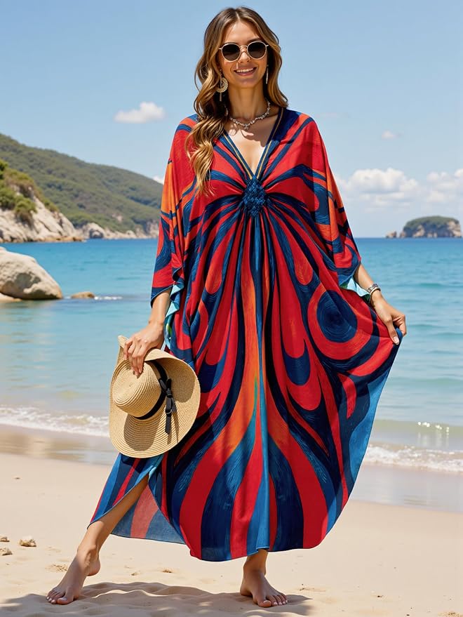 Mumu Dresses for Women Plus Size, Bohemian Kaftan Beach Cover Up Long Maxi Nightgown Soft Loungewear