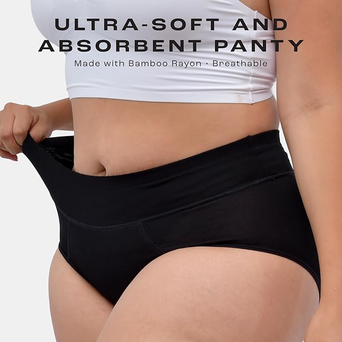 Bambody Absorbent Period Panties - Bamboo Rayon - Period Underwear for Women and Teens - All-Day Long - Overnight Protection