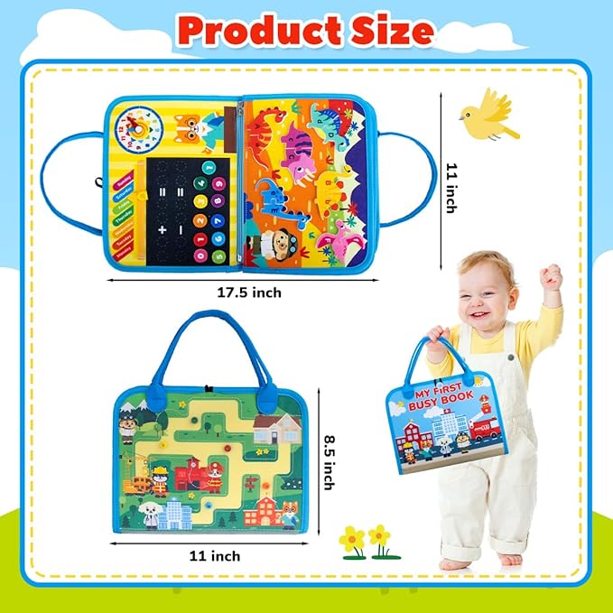 teytoy Toddler Busy Board -Montessori Toys for Kids Toddlers,Sensory Toys Educational Activity Board for Preschool Learning Fine Motor Skills,Boys Girls Travel Toys Gifts Busy Book