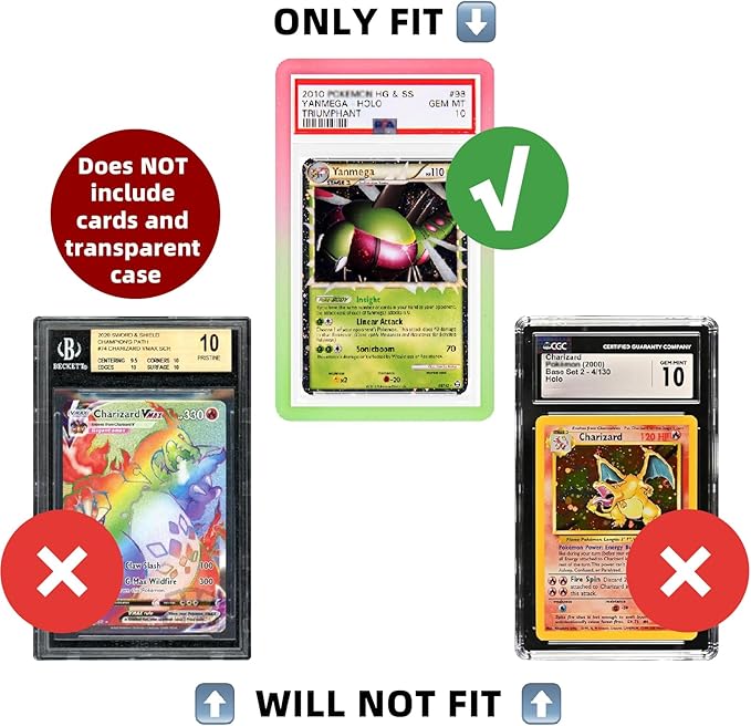 NAKIS Slab Guard for PSA Graded Cards, 2-Pack TPU Slab Protector Graded Guard Bumper Guard for PSA Graded Card Only, Gradient Color Glitter Limited Edition, Pink-Green
