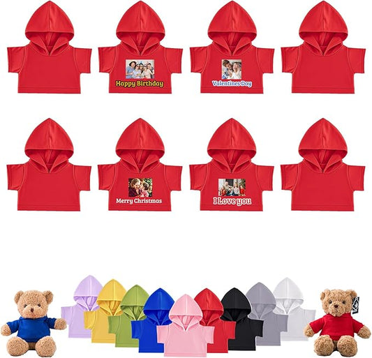 8 Pcs Personalized Teddy Bear Clothes with Photo Text, Custom Stuffed Animal Clothes Fit 8-16inch Stuffed Bear Clothing, Personalized Doll Clothing Make Your Own Plush Doll Shirt