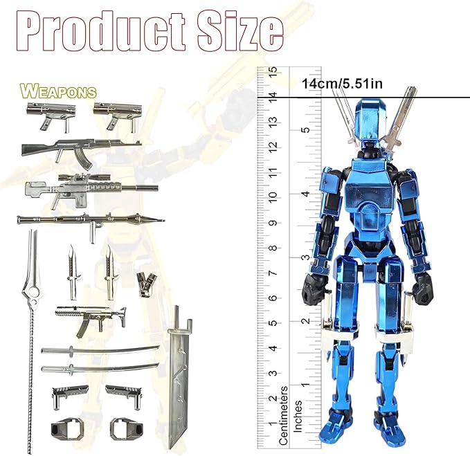 Assembly Completed T13 3D Printed Action Figures,Dummy 13 Robot 13 Movable N13 Action Figure, Lucky 13 Gift for Collectors Desktop Decorations for Game Lovers Toy(Metallic Blue)