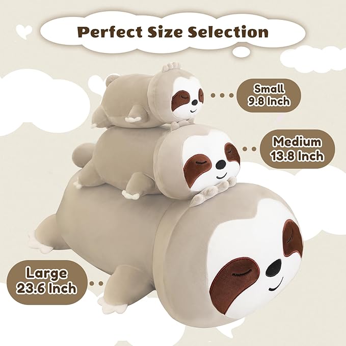 Weighted Sloth Stuffed Animals, Cute Weighted Sloth Plush, Soft Stuffed Weighted Plushie Pillow Gifts for Girls Boys(13.8" 1.6Lbs)