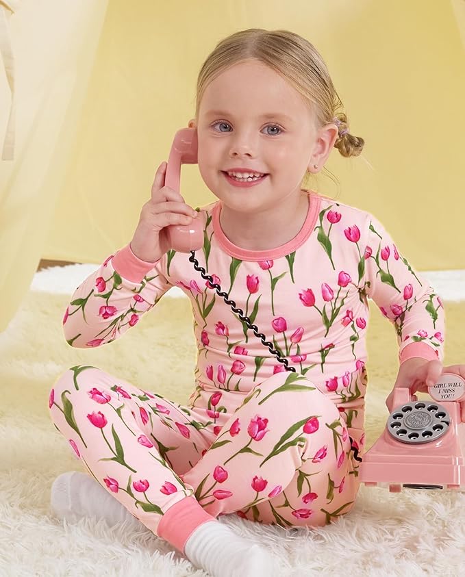 Bamboo Viscose Toddler Girls Kids Pajamas Unicorn Mermaid Pjs Long Sleeve Snug fit 12M-8Y 2pcs Soft Jammies