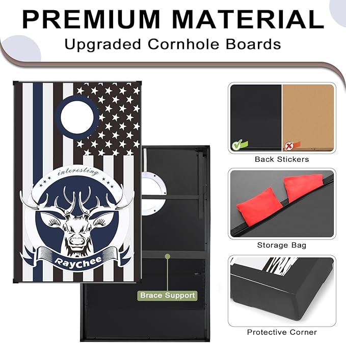 LED Cornhole Set, 3 x 2ft / 4 x2 ft Cornhole Board Game Set, Corn Hole Outdoor Game, Multi-Design with Light-Up Border, 8 Bean Bags, Carrying Case for Backyard, Beach, Lawn