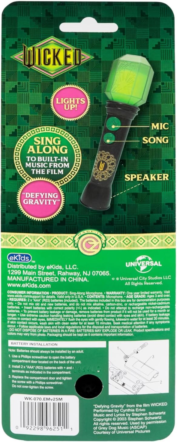 eKids Wicked Microphone Toy, Includes Built-in Music and Lights, Designed for Fans of Wicked Toys