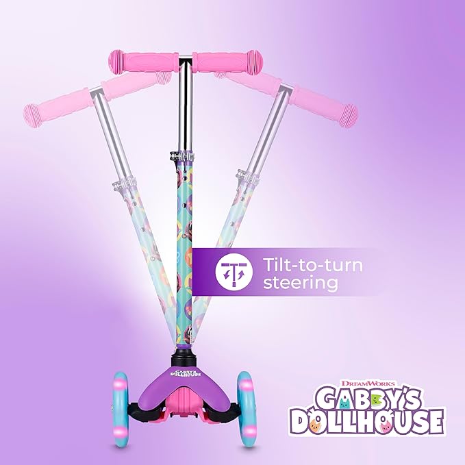Self Balancing Kick Scooter with Light Up Wheels, Extra Wide Deck, 3 Wheel Platform, Foot Activated Brake, 75 lbs Limit, Kids & Toddlers Girls or Boys, for Ages 3 and Up