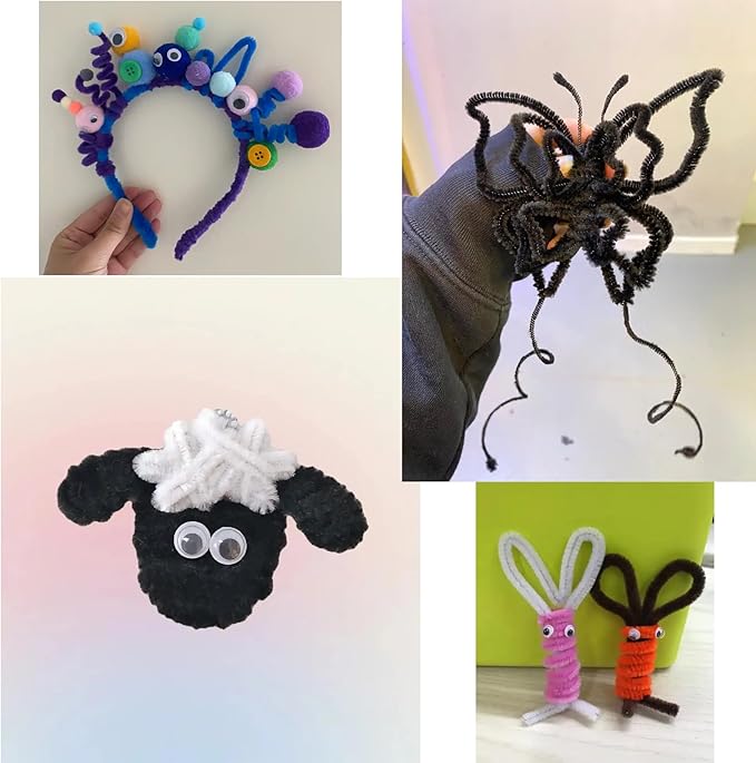 Pipe Cleaners, DIY Flower Bouquet Kit Chenille Stems, Flower Making Kit 400pcs（White and Black） Craft Material, Art and Craft Supplies