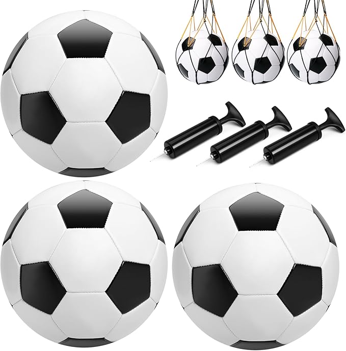 Soccer Ball Size 2 Size 3 Size 4 Size 5 with Pump Deflated - Single, 2 or 3 Pack Official Size & Weight Training Ball - Operation Christmas Child Shoebox - Gift for Toddler Kids Boys Girls Youth Adult