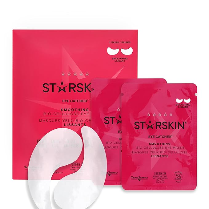 STARSKIN Eye Catcher 2 Pairs, Bio-Cellulose Under Eye Patches, for Dark Circles, Wrinkles, Eye Bags & Puffy Eyes, Brightening & Refining Under Eye Treatment, Korean Skincare