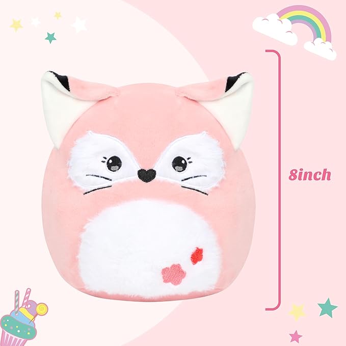 Easfan Pink Fox Plush Pillow Soft Plush Toy Cute Stuffed Animal Home Room Decoration Birthday Festival Gifts for Girls,Kids,Toddlers