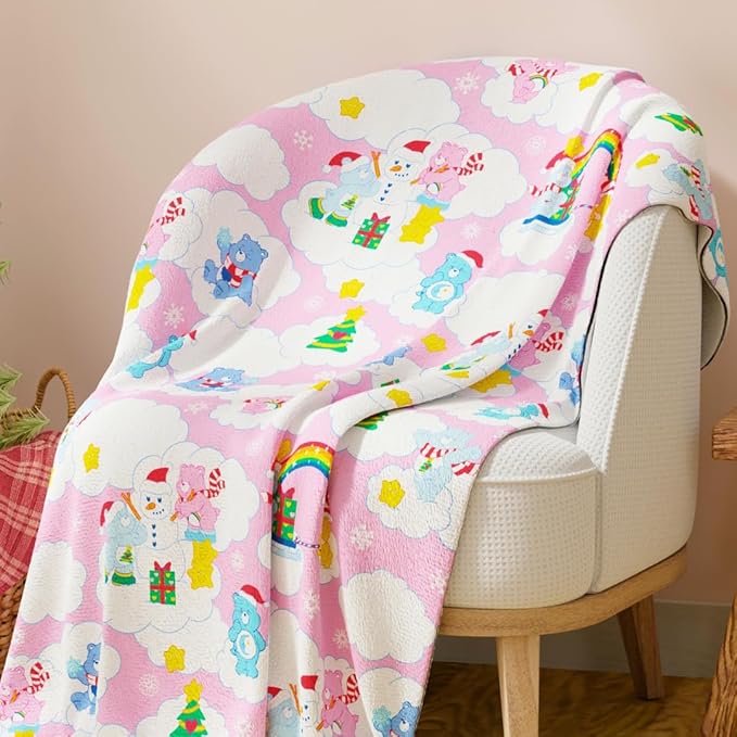 Care Bears Nostalgic Holiday Christmas Bedding Super Soft Cozy Plush Throw, 46 in x 60 in, (Officially Licensed Product) By Franco Collectibles