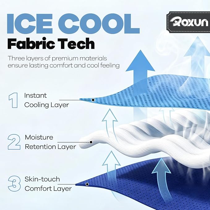 ROXUN 4 Pack Cooling Towels, 40''x12'' Soft Breathable Chilly Neck Ice Rags | Workout Running Golf 2 Gray+2 Dark Gray