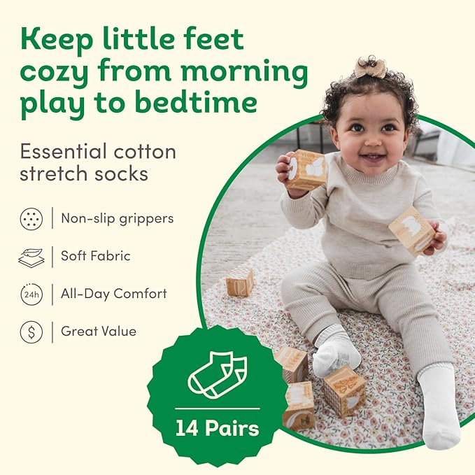 Fruit of the Loom Baby & Toddler Grow & Fit Flex Zones Cotton Stretch Socks - Unisex, Girls, Boys