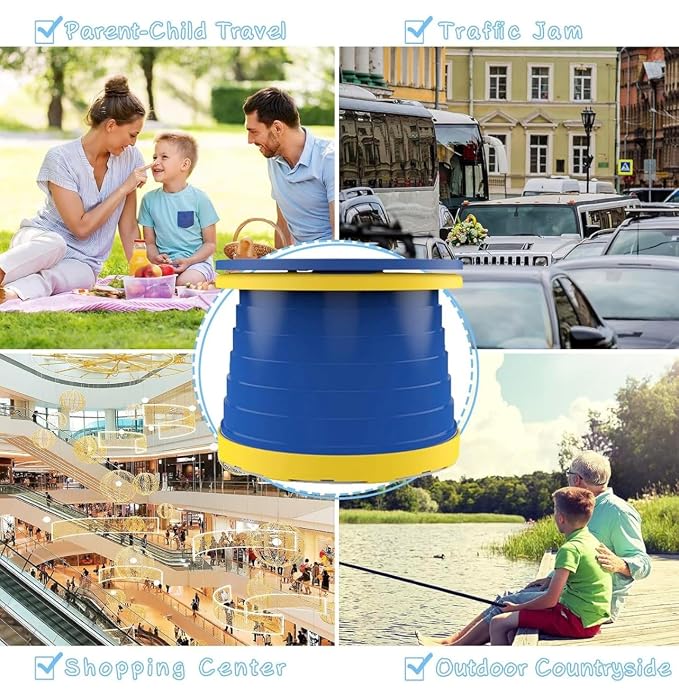 Travel Potty Portable and Foldable Potty Seat Toilet Travel Potty Chair for Toddler, Baby, Kids Travel Camping Park Indoor/Outdoor On The Go Potty (Blue)