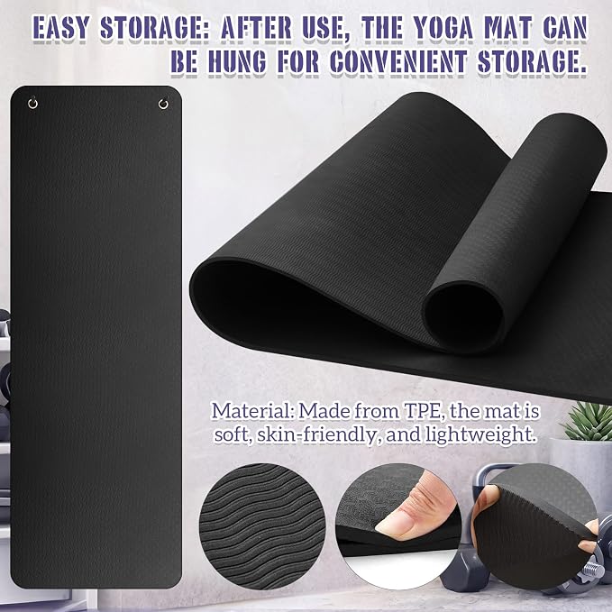 Briwooody Hanging Yoga Mat, Exercise Mat Non Slip Thick for Women and Men, Tear-resistant Fitness Pad with Reinforced Holes for Home Gym, Yoga, Pilates,stretching