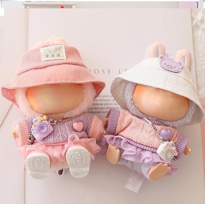 Designer Clothes for Dolls Accessories15cm /17cm Doll Clothing Set Replacement Pink Outfit 5Pcs Set (Premium Design-Pink)