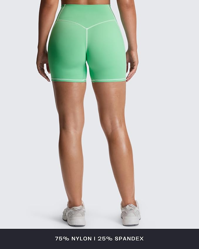 Aoxjox Lexi Lined Workout Biker Shorts for Women Tummy Control High Waisted Exercise Athletic Gym Running Yoga Short 6"