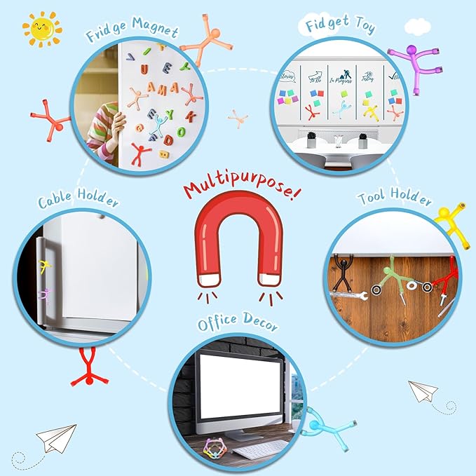 30 Pcs Humanoid Magnetic Toys Colorful Fidget Toys for Adults Hobbies Crafts Science Cute Novelty Man Fridge Magnets Men Refrigerator Magnets for Refrigerator, Door, Office Fun (Funny Style)