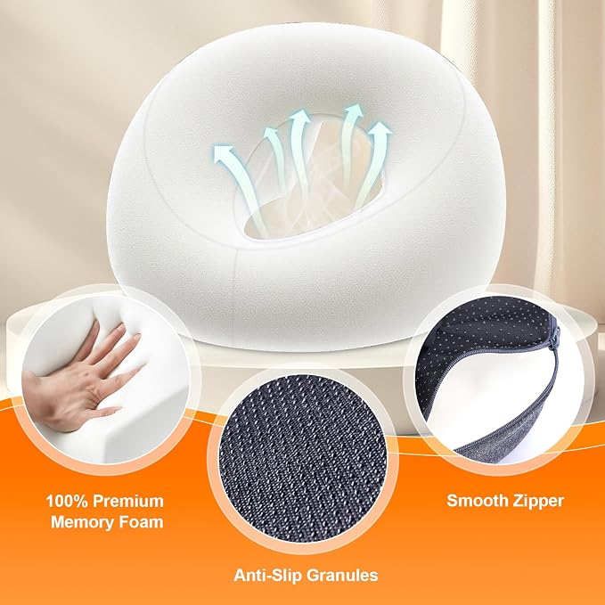 Face Down Pillow, Massage Headrest for Bed, Massage Face Cradle for Bed, BBL Pillow After Surgery Post Eye Surgery Vitrectomy Recovery (Dark Grey)