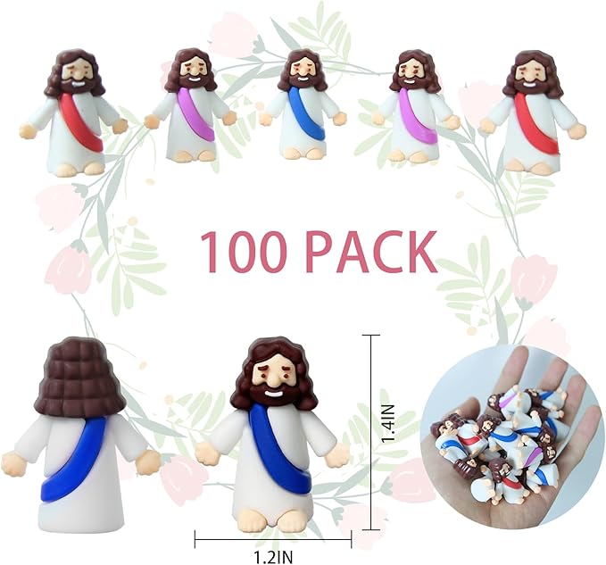 Mini Jesus Figures, Set of 100pcs Action Figures Little Jesus Figures, Tiny Jesus Figures to Hide and Seek Religious Gifts for Easter Egg Stuffers