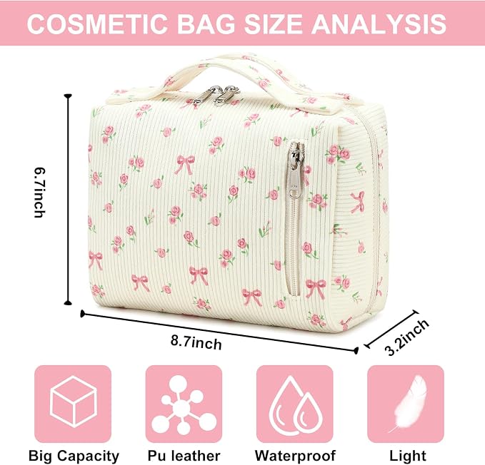 Bluboon Makeup Bag Zipper Pouch Travel Portable Cosmetic Bag Organizer for Women and Girls