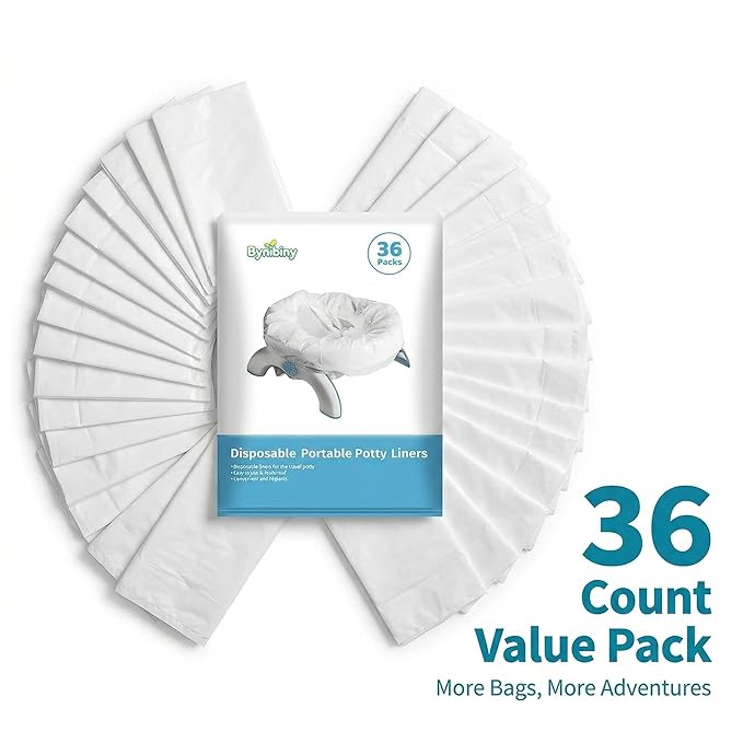 [36 Count] ByniBiny Disposable Potty Bags for OXO Tot 2-in-1 Go Potty | Leak-Proof with Absorbent Pads, No-Mess Portable Travel Potty Liners for Toddler Training, Fits Most Potty Chairs