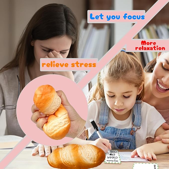 Simulation Bread Squishies Super Soft Slow Rising Toy for Kids Birthday Gift,Cute Scented Baguette Breads Squishys Squishi Stress Relief Squeeze Toys (Baguette Bread)
