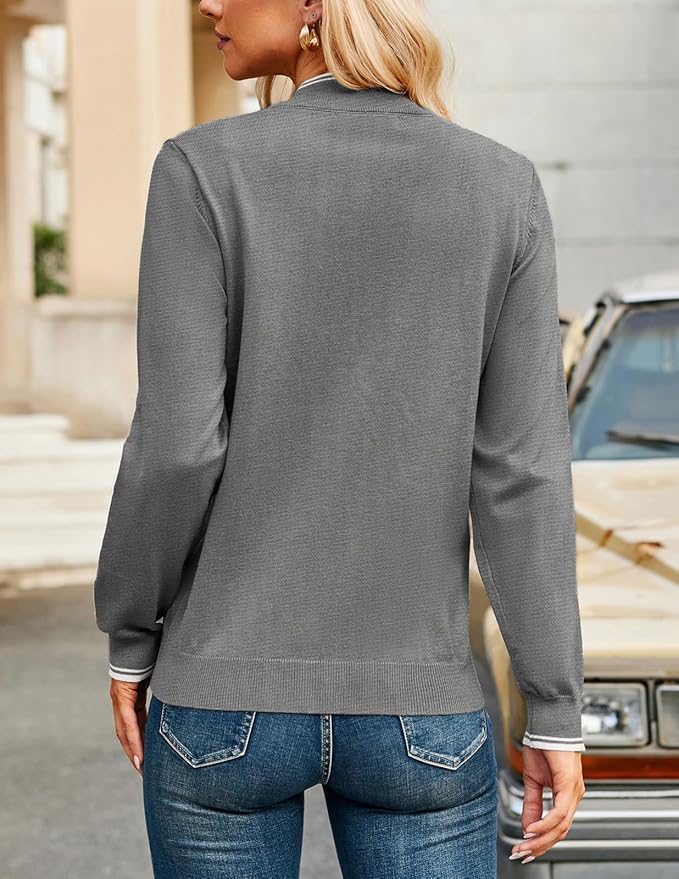 JACK SMITH Quarter Zip Pullover Sweaters for Womens, Rib Polo Sweater Tops | V Neck,Knit,Long Sleeve,Argyle,Open Pattern,Callar,Lightweight,Fashion,Golf Work Business Daily Wear Versatile Pullover Shirt