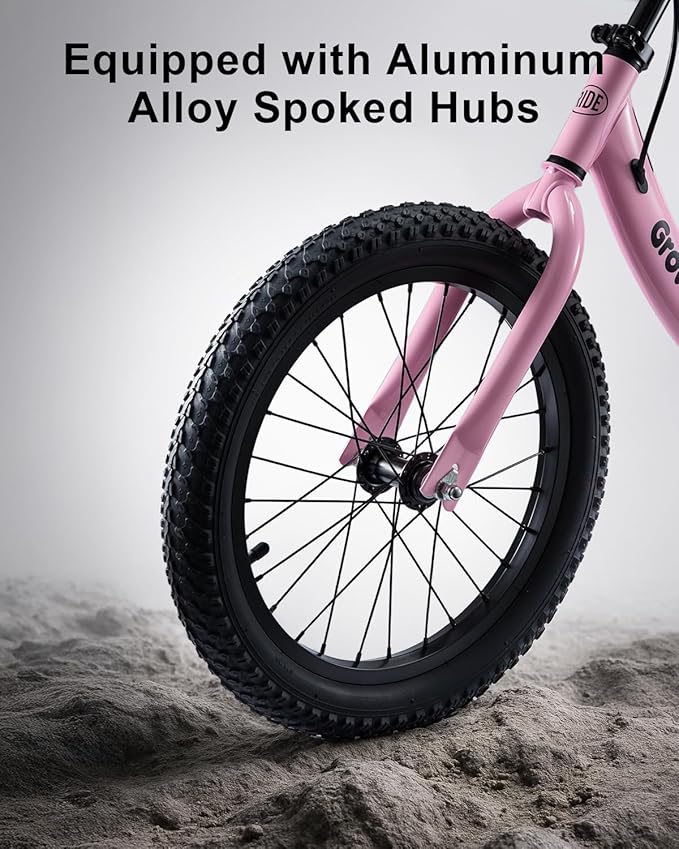 GROWNEER 16" Kids Balance Bike for 4-8 Year Old Boys Girls, Lightweight High Carbon Steel Frame Bicycle, Adjustable Padded Seat & Handlebars, Rear Brake, All-Terrain