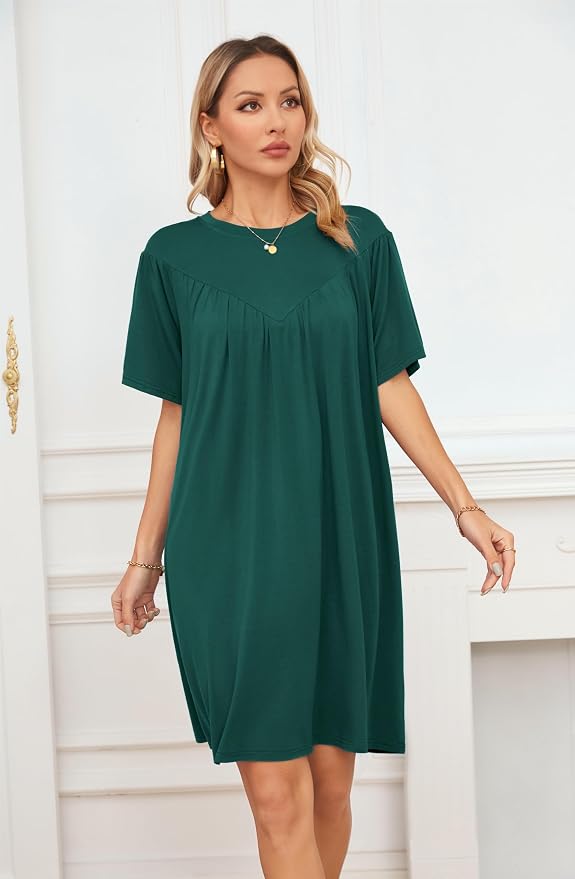 VintageClothing Nightgowns for Women Soft House Dresses Sleepshirts Short Sleeve Sleepwear Night Dress Moo Moo Nightgown