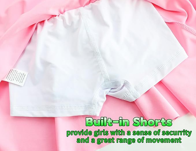 Gnainach Girls Skorts High Waist Athletic Skirts with Shorts Stretchy Activewear for Teens Kids Performance Tennis