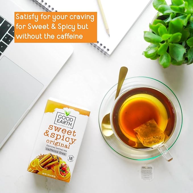 Good Earth Herbal Tea, Sweet & Spicy, Caffeine Free, Packaging May Vary, 18 Count, Pack of 12