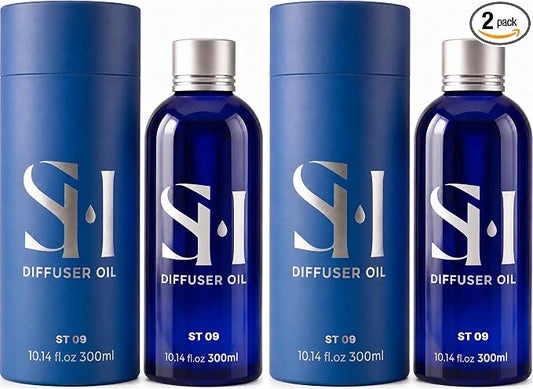 Santal ST09 Hotel Scent Diffuser Oil | 2 Pack of 10.14 Fl Oz (300ml) - Waterless Diffuser Oil Refill & Highly Concentrated Fragrance Oil, Diffuser Oil Scents Luxury