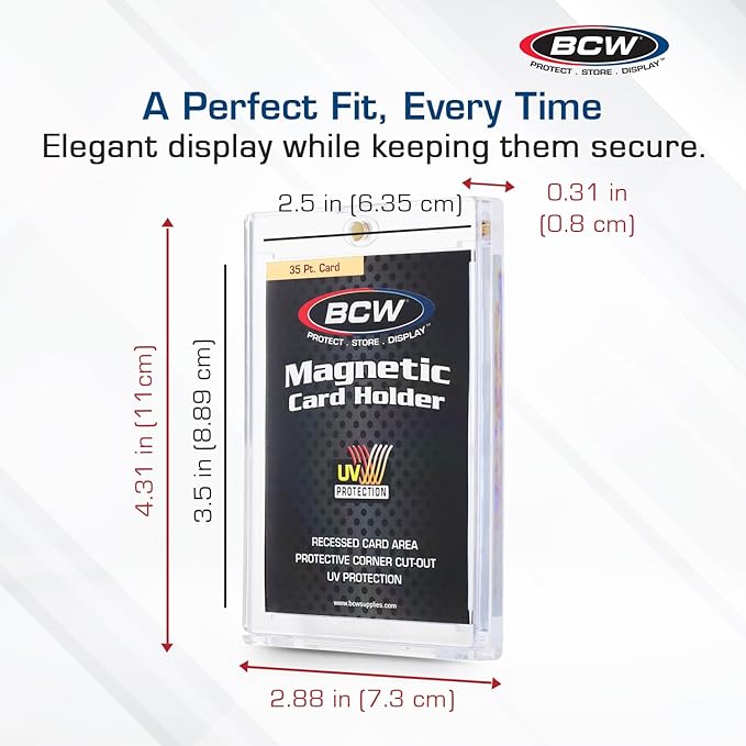 BCW Magnetic Card Holder - 35 PT Thickness - 20 Pack | Protective Display Card Case with Secure Gold Magnet Closure | UV Protection, Quick Access Design for Sports, Gaming, and Collectible Cards