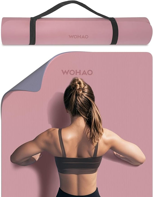 Extra Thick 8mm Yoga Mat, 72"x28" Non Slip Exercise Mat, Reversible 2-Sided Dual Color Premium POE Material, with Carrying Strap for Yoga, Pilates, Home Gym