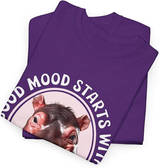 Good Mood Starts with Moo Deng Unisex T-Shirt, Funny Moo Deng Good Mood Minimalist Men and Women Shirt